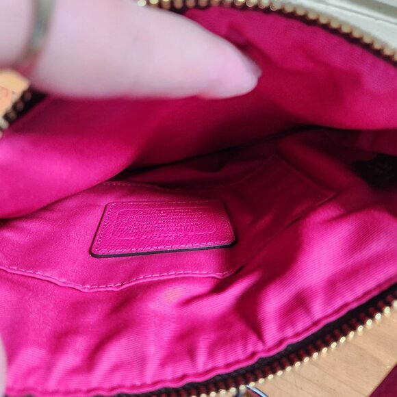 Like New Coach Signature Brown & Pink Ruby Crossbody Bag Purse - Picture 8 of 8